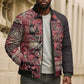 Africa Floral mix Maasai Shuka Bomber Puffer Jacket Red Moitf