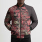 Africa Floral mix Maasai Shuka Bomber Puffer Jacket Red Moitf