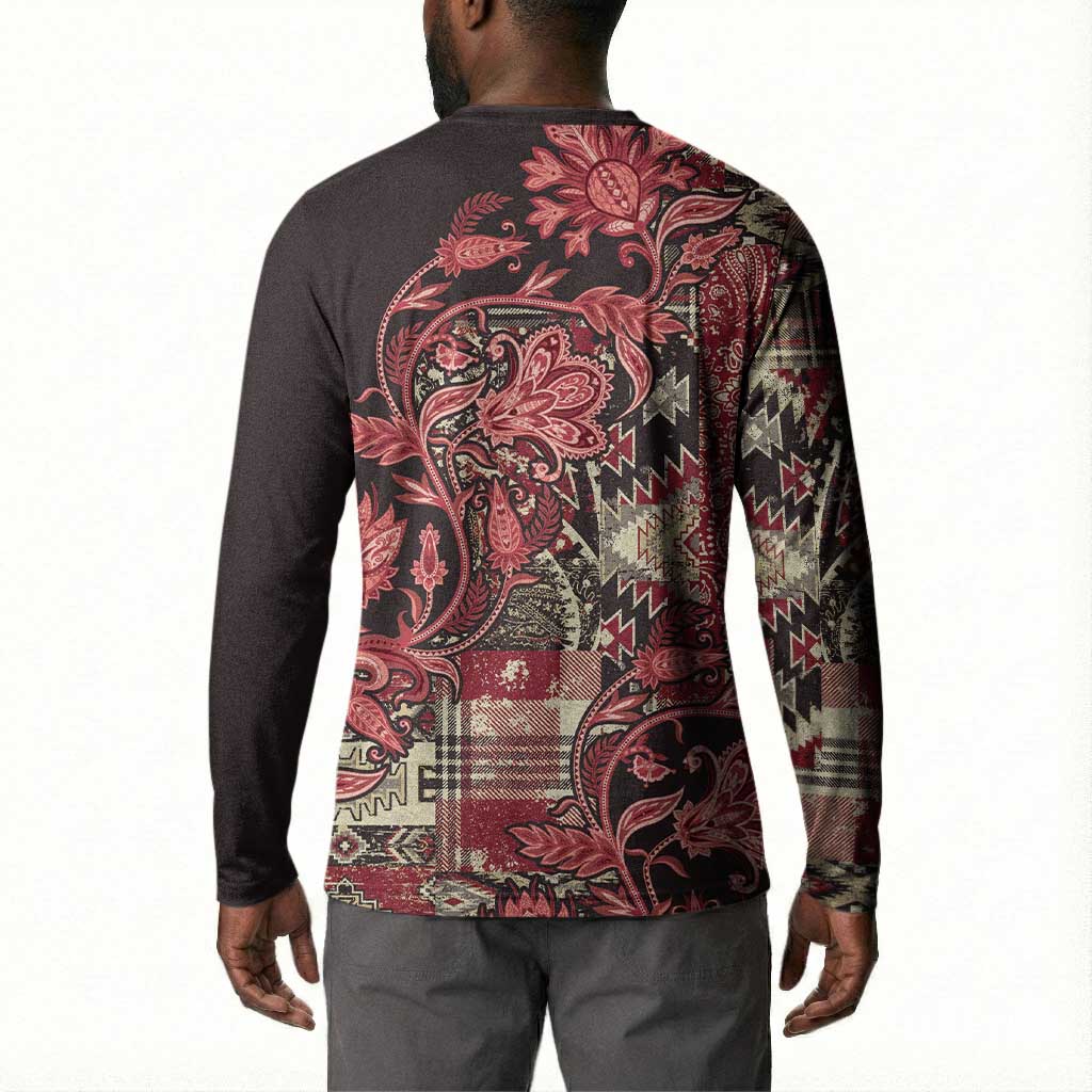 Africa Floral mix Maasai Shuka Button Sweatshirt Red Moitf