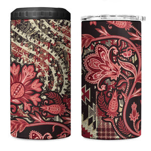 Afro Floral mix Maasai Shuka 4 in 1 Can Cooler Tumbler Red Moitf