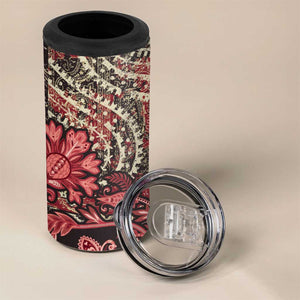 Afro Floral mix Maasai Shuka 4 in 1 Can Cooler Tumbler Red Moitf