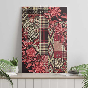 Afro Floral mix Maasai Shuka Canvas Wall Art Red Moitf