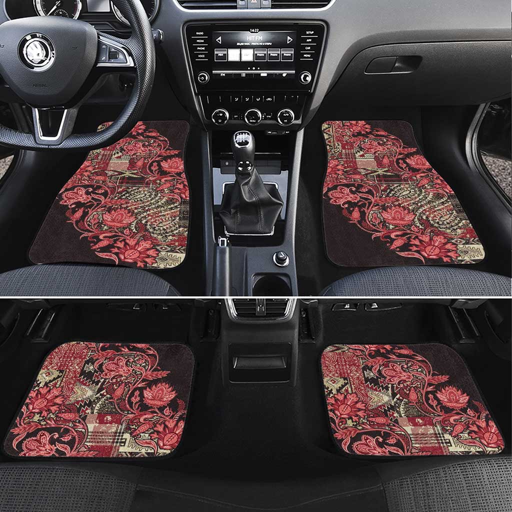 Afro Floral mix Maasai Shuka Car Mats Red Moitf