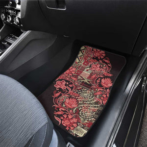 Afro Floral mix Maasai Shuka Car Mats Red Moitf