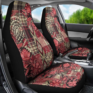 Afro Floral mix Maasai Shuka Car Seat Cover Red Moitf