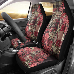 Afro Floral mix Maasai Shuka Car Seat Cover Red Moitf