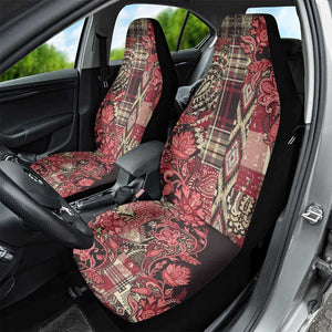 Afro Floral mix Maasai Shuka Car Seat Cover Red Moitf