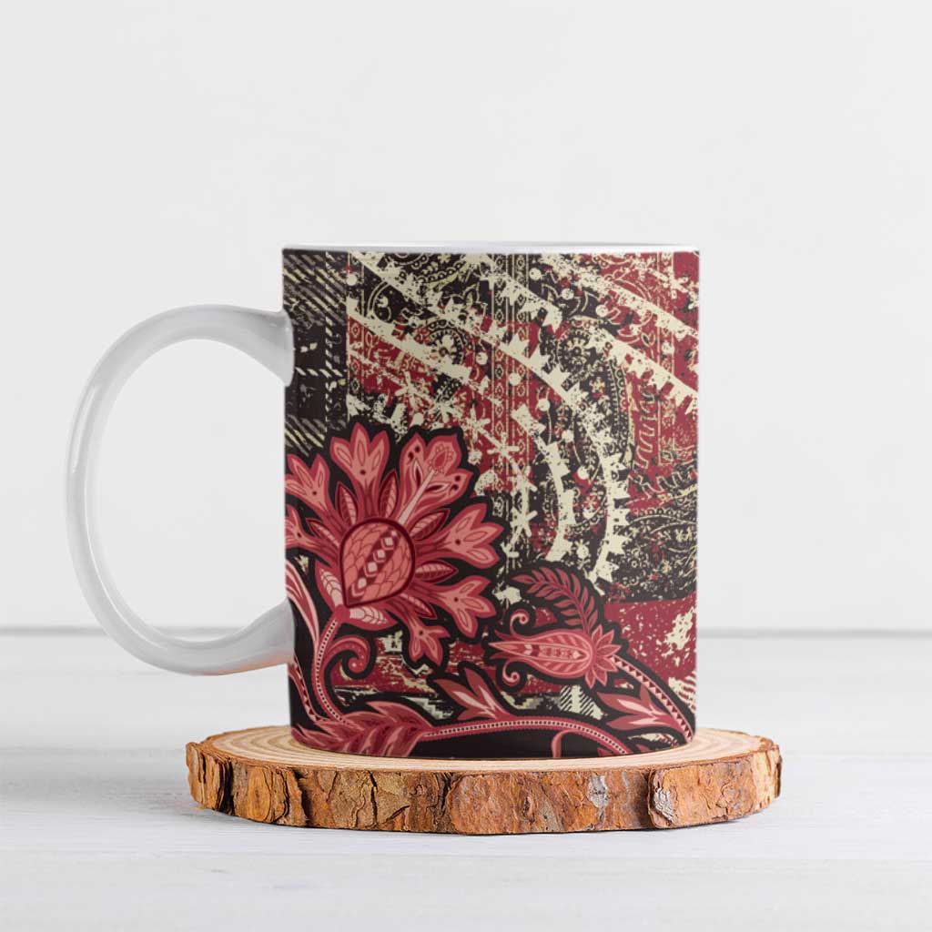 Africa Floral mix Maasai Shuka Ceramic Mug Red Moitf
