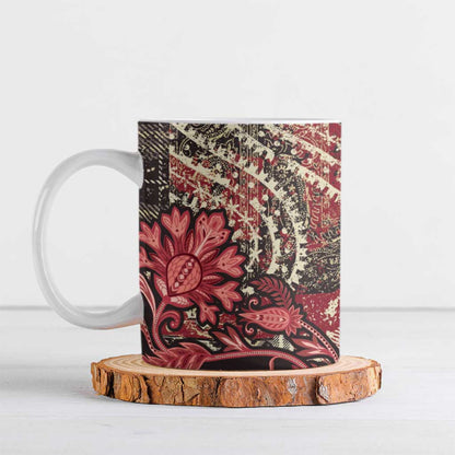 Africa Floral mix Maasai Shuka Ceramic Mug Red Moitf