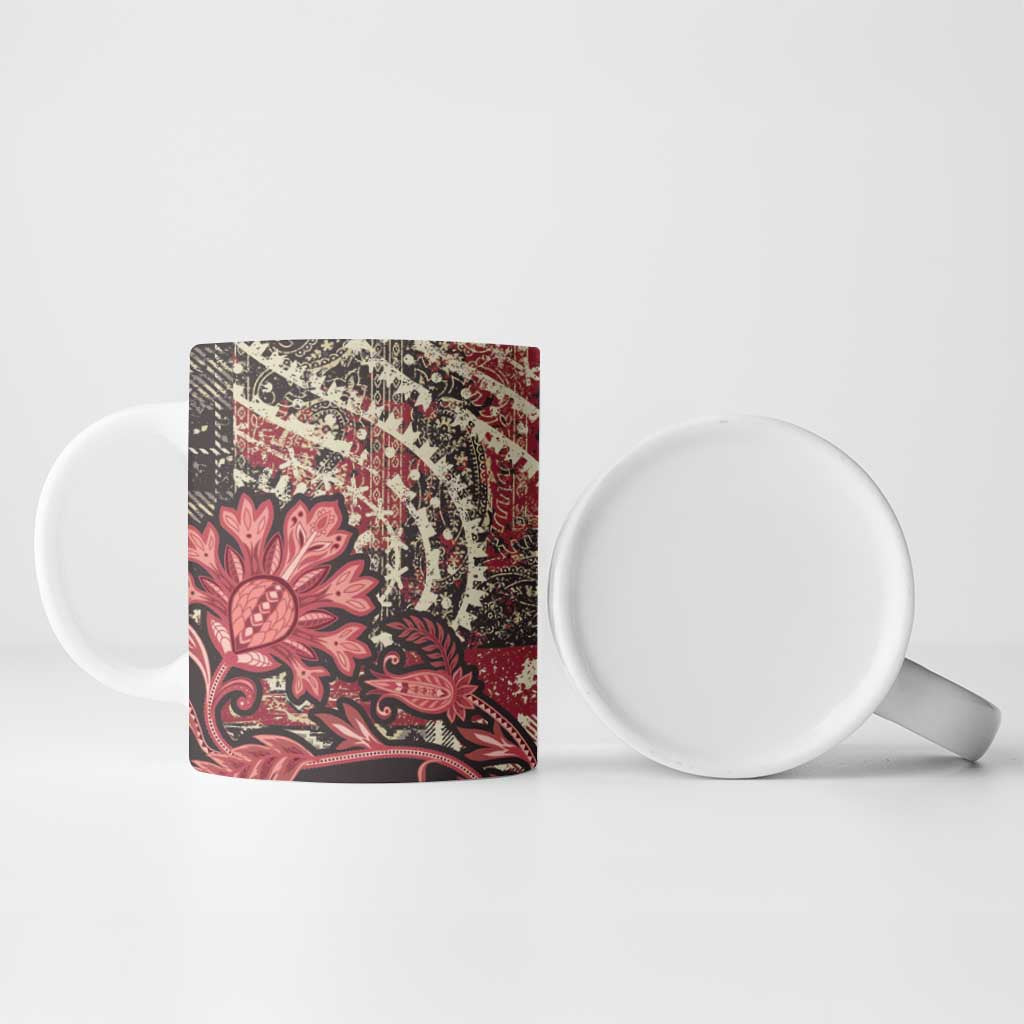 Africa Floral mix Maasai Shuka Ceramic Mug Red Moitf