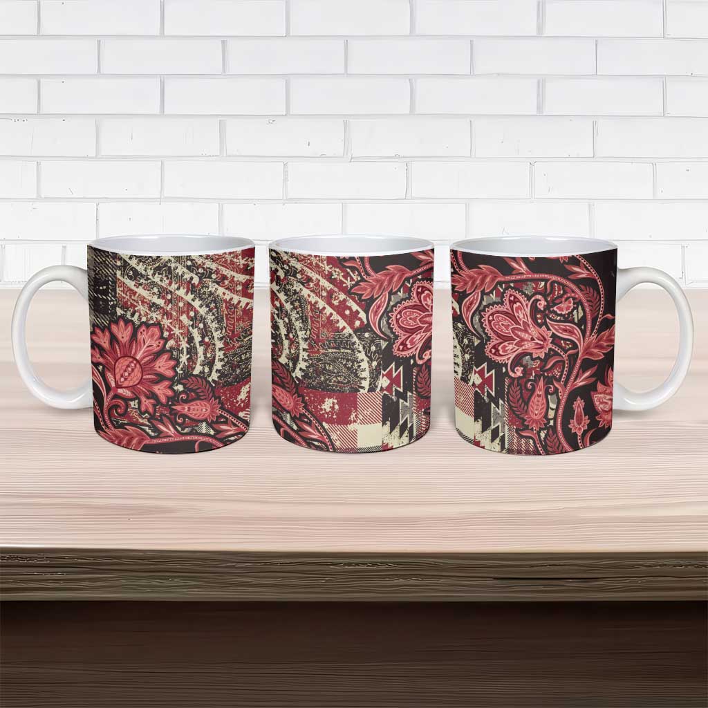Africa Floral mix Maasai Shuka Ceramic Mug Red Moitf