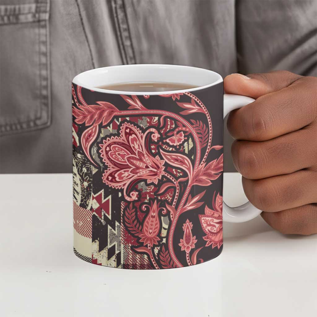 Africa Floral mix Maasai Shuka Ceramic Mug Red Moitf