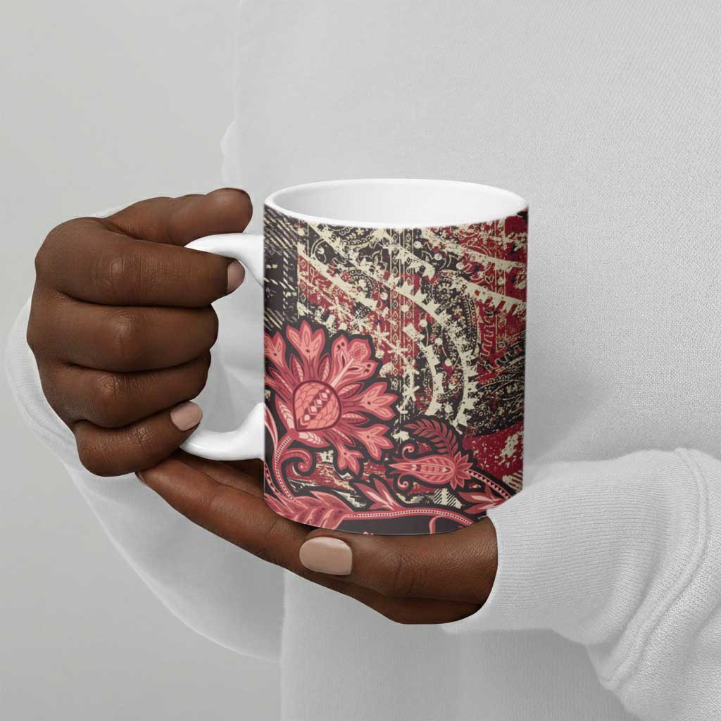 Africa Floral mix Maasai Shuka Ceramic Mug Red Moitf