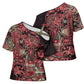 Africa Floral mix Maasai Shuka Cross Shoulder Shirt Red Moitf