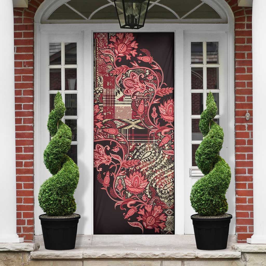Africa Floral mix Maasai Shuka Door Cover Red Moitf