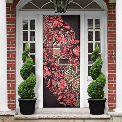 Africa Floral mix Maasai Shuka Door Cover Red Moitf