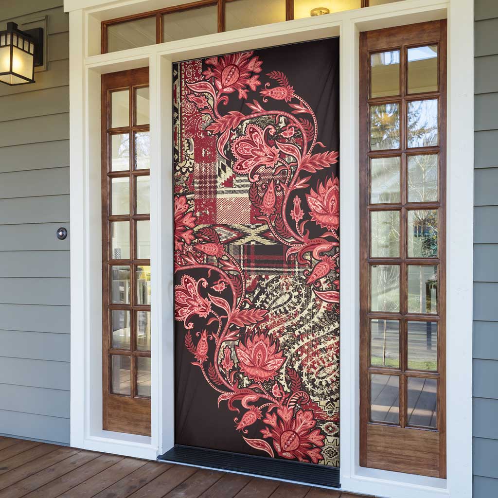 Africa Floral mix Maasai Shuka Door Cover Red Moitf