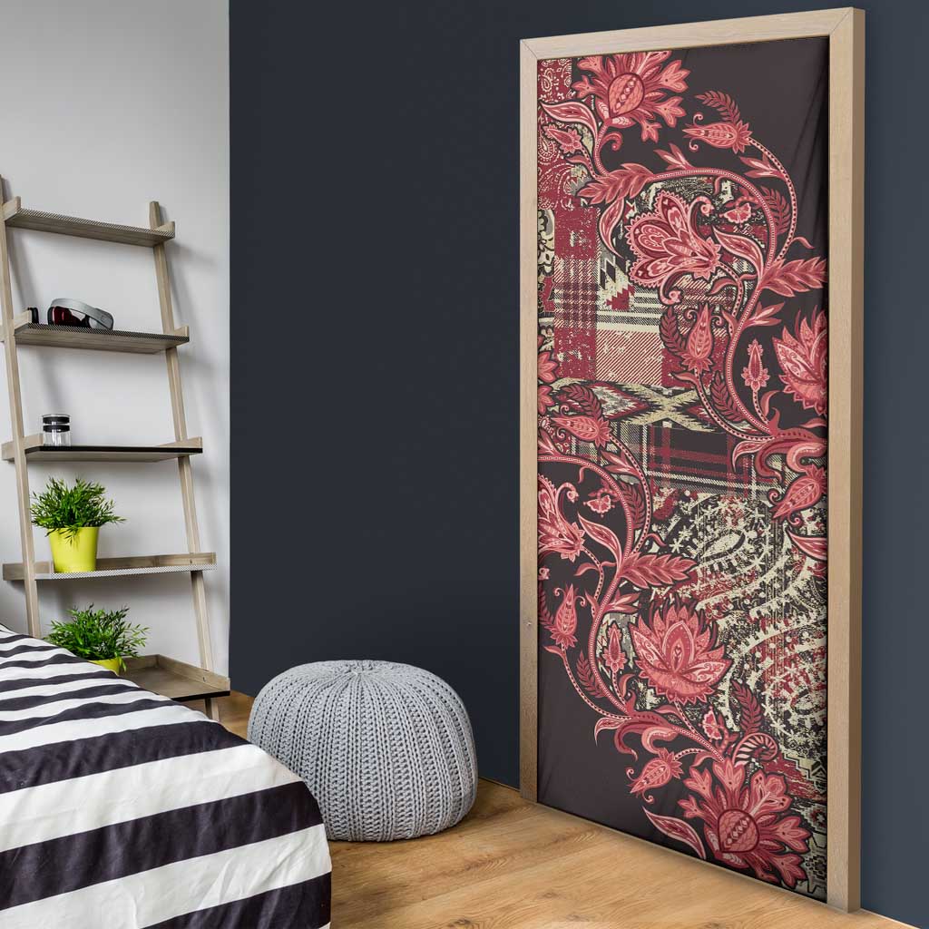 Africa Floral mix Maasai Shuka Door Cover Red Moitf