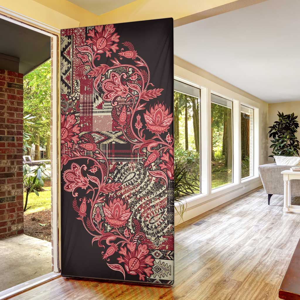 Africa Floral mix Maasai Shuka Door Cover Red Moitf