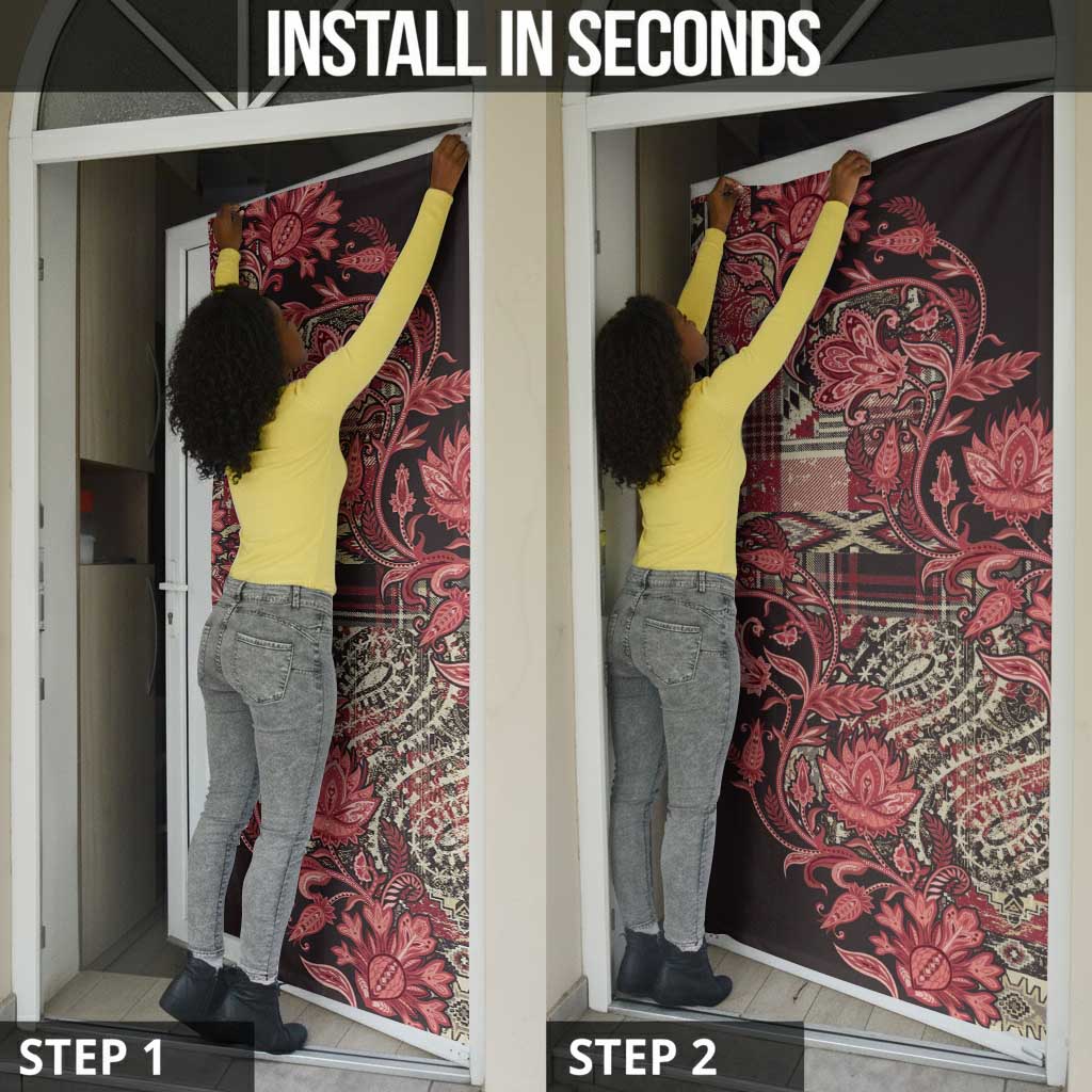Africa Floral mix Maasai Shuka Door Cover Red Moitf