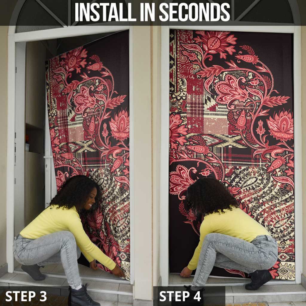 Africa Floral mix Maasai Shuka Door Cover Red Moitf