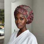 Africa Floral mix Maasai Shuka Easy Headwrap Red Moitf