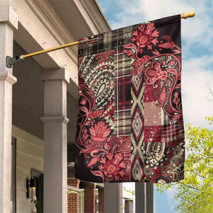 Afro Floral mix Maasai Shuka Garden Flag Red Moitf