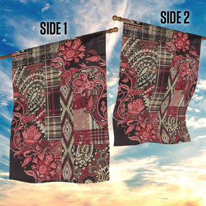 Afro Floral mix Maasai Shuka Garden Flag Red Moitf