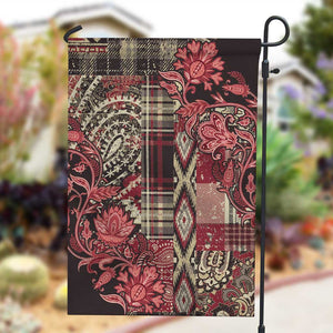 Afro Floral mix Maasai Shuka Garden Flag Red Moitf