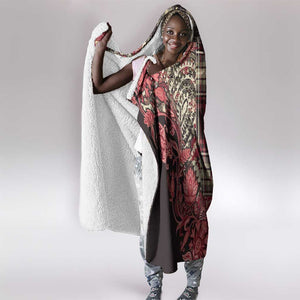 Afro Floral mix Maasai Shuka Hooded Blanket Red Moitf