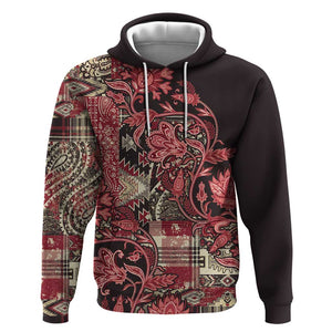 Afro Floral mix Maasai Shuka Hoodie Red Moitf