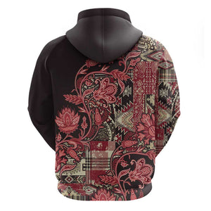 Afro Floral mix Maasai Shuka Hoodie Red Moitf