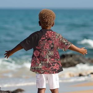 Afro Floral mix Maasai Shuka Kid Hawaiian Shirt Red Moitf