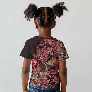 Afro Floral mix Maasai Shuka Kid T shirt Red Moitf