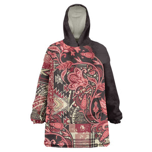 Afro Floral mix Maasai Shuka KId Wearable Blanket Hoodie Red Moitf