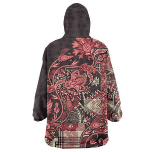 Afro Floral mix Maasai Shuka KId Wearable Blanket Hoodie Red Moitf