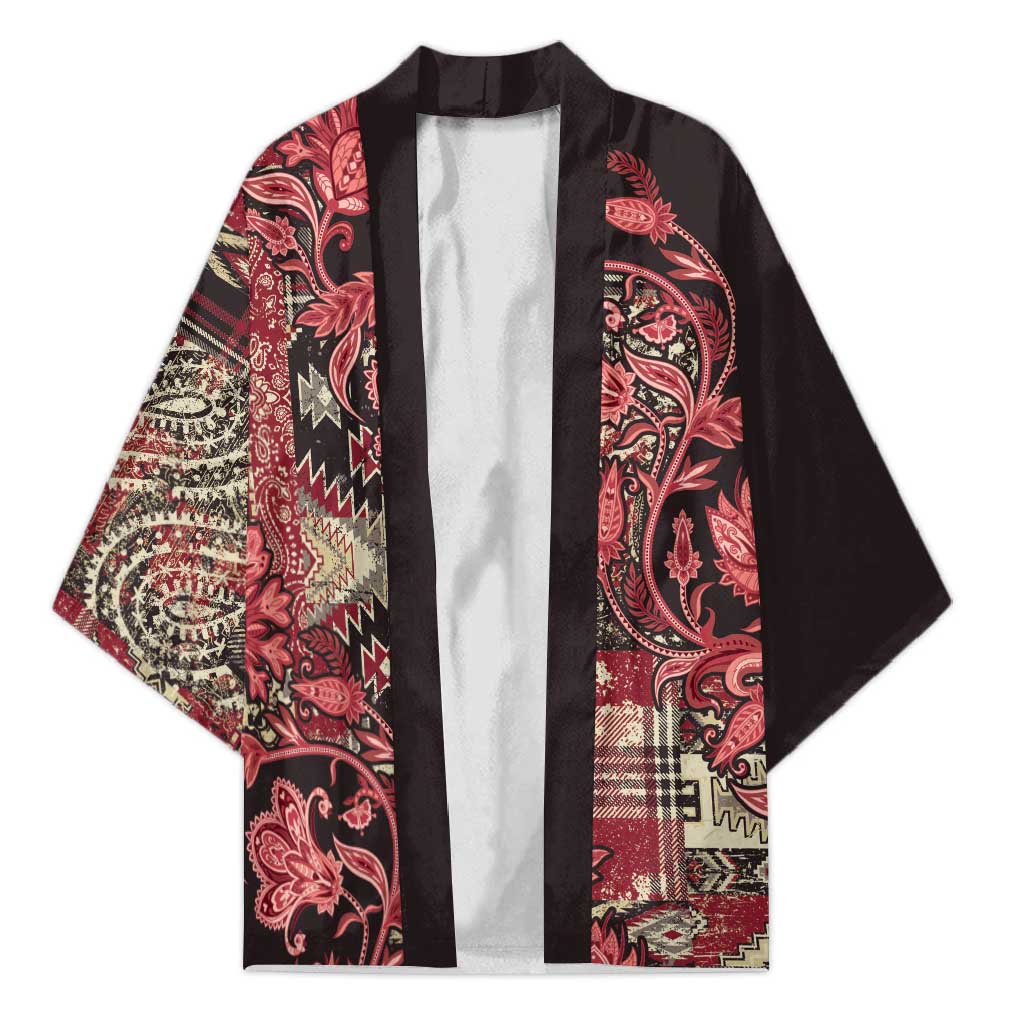 Africa Floral mix Maasai Shuka Kimono Red Moitf