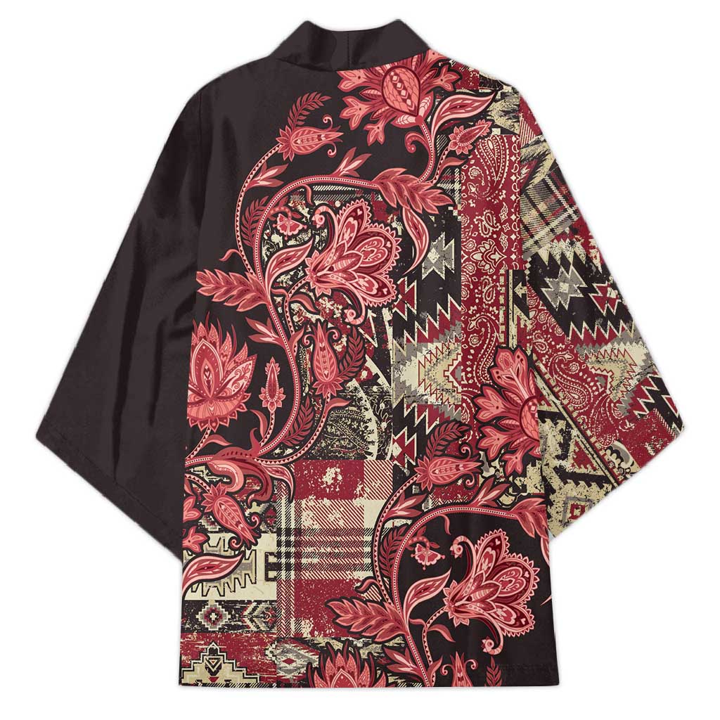 Africa Floral mix Maasai Shuka Kimono Red Moitf