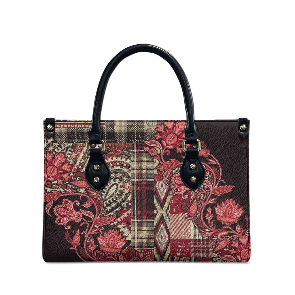 Africa Floral mix Maasai Shuka Leather Bag Red Moitf