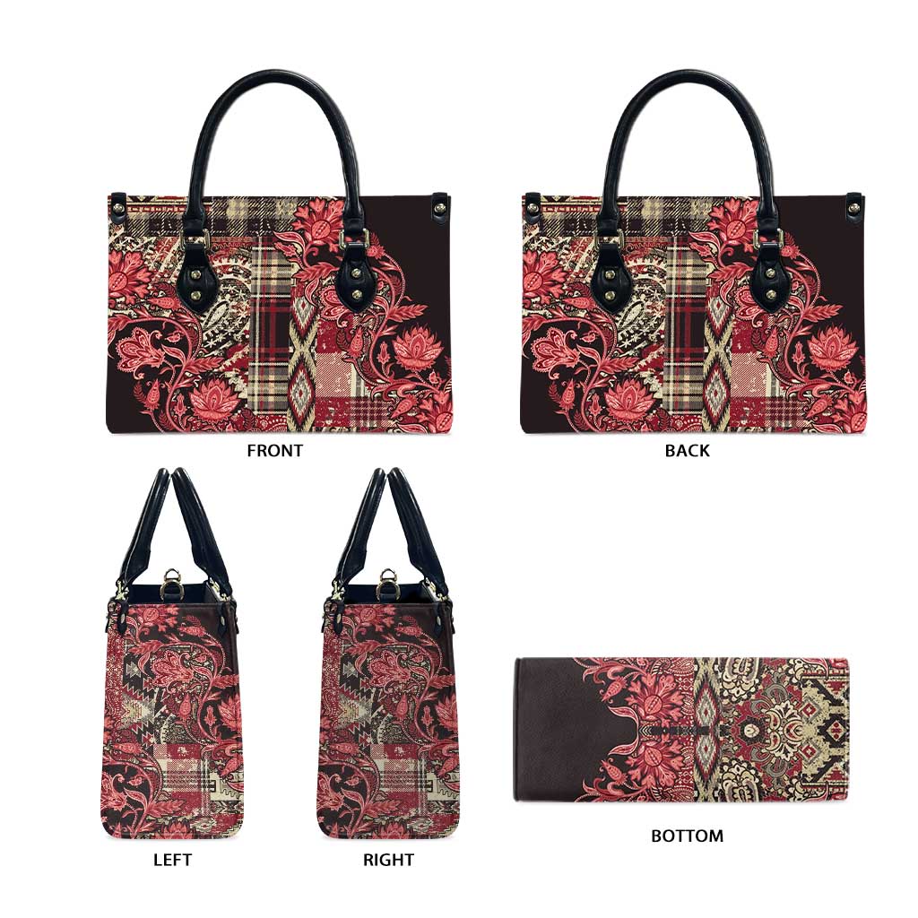 Africa Floral mix Maasai Shuka Leather Bag Red Moitf