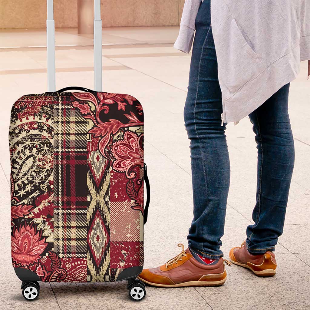 Afro Floral mix Maasai Shuka Luggage Cover Red Moitf