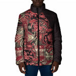 Africa Floral mix Maasai Shuka Padded Jacket Red Moitf