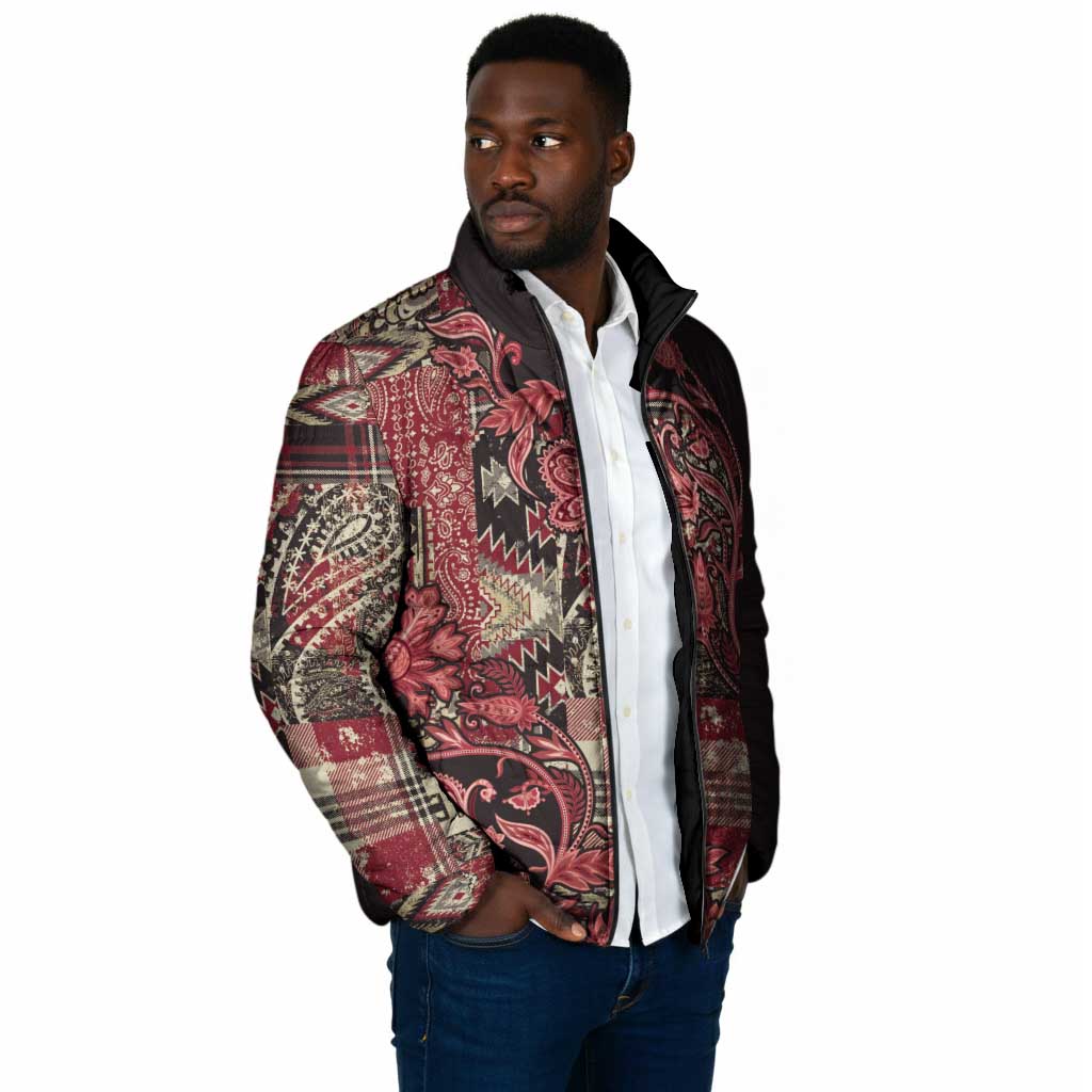 Africa Floral mix Maasai Shuka Padded Jacket Red Moitf