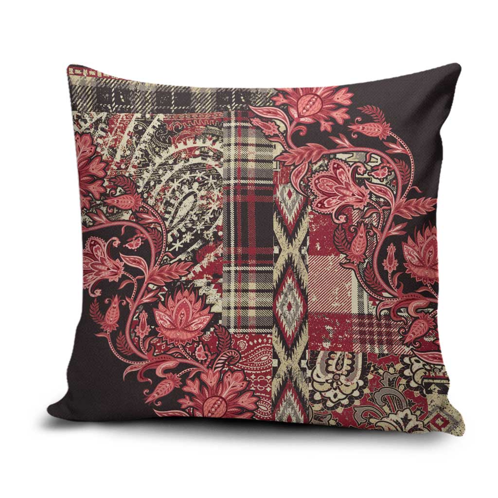 Africa Floral mix Maasai Shuka Pillow Cover Red Moitf