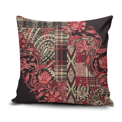 Africa Floral mix Maasai Shuka Pillow Cover Red Moitf