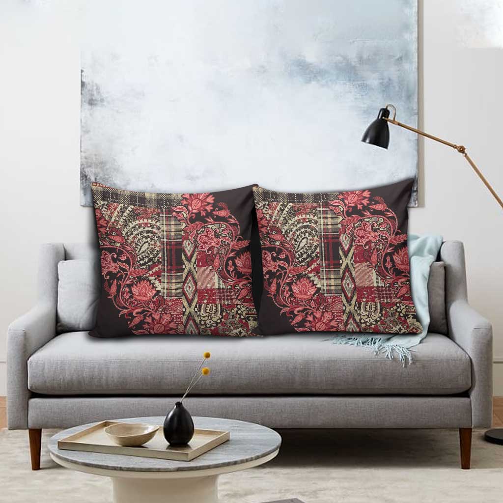 Africa Floral mix Maasai Shuka Pillow Cover Red Moitf
