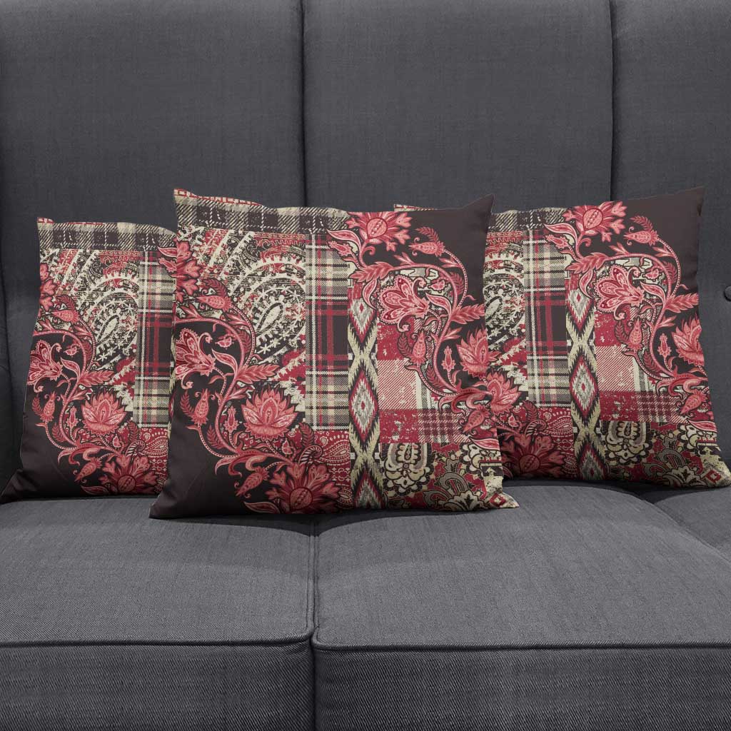 Africa Floral mix Maasai Shuka Pillow Cover Red Moitf