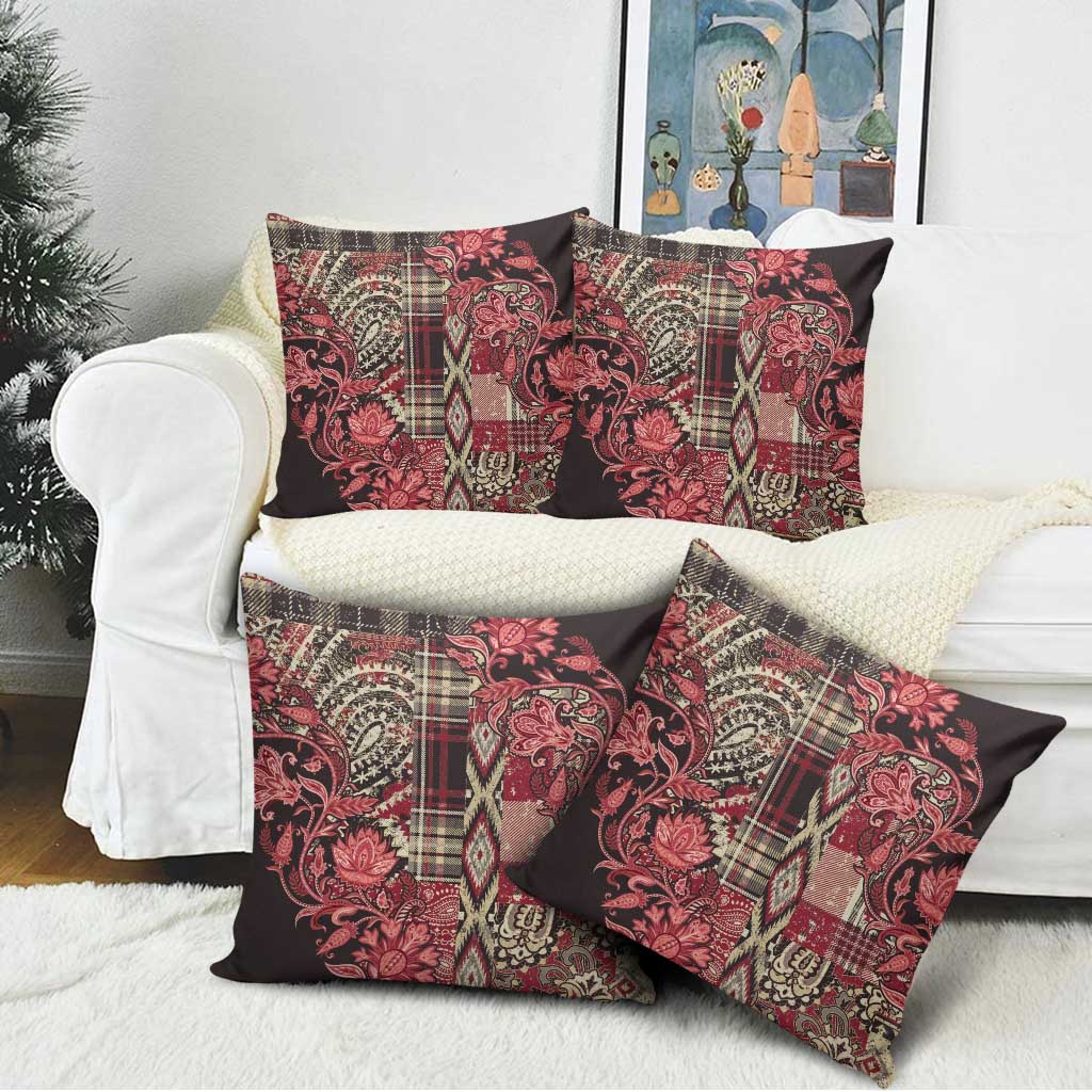 Africa Floral mix Maasai Shuka Pillow Cover Red Moitf
