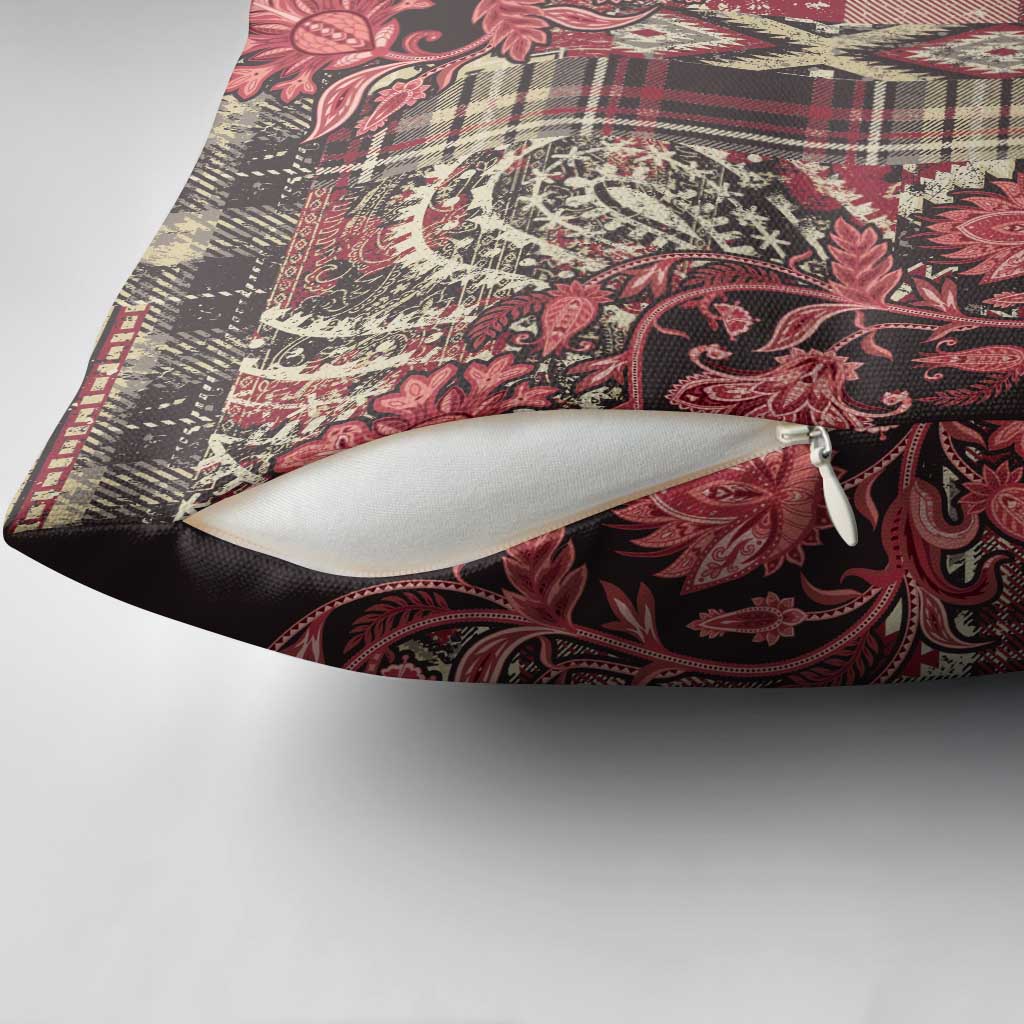 Africa Floral mix Maasai Shuka Pillow Cover Red Moitf