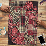 Africa Floral mix Maasai Shuka Puzzle Red Moitf